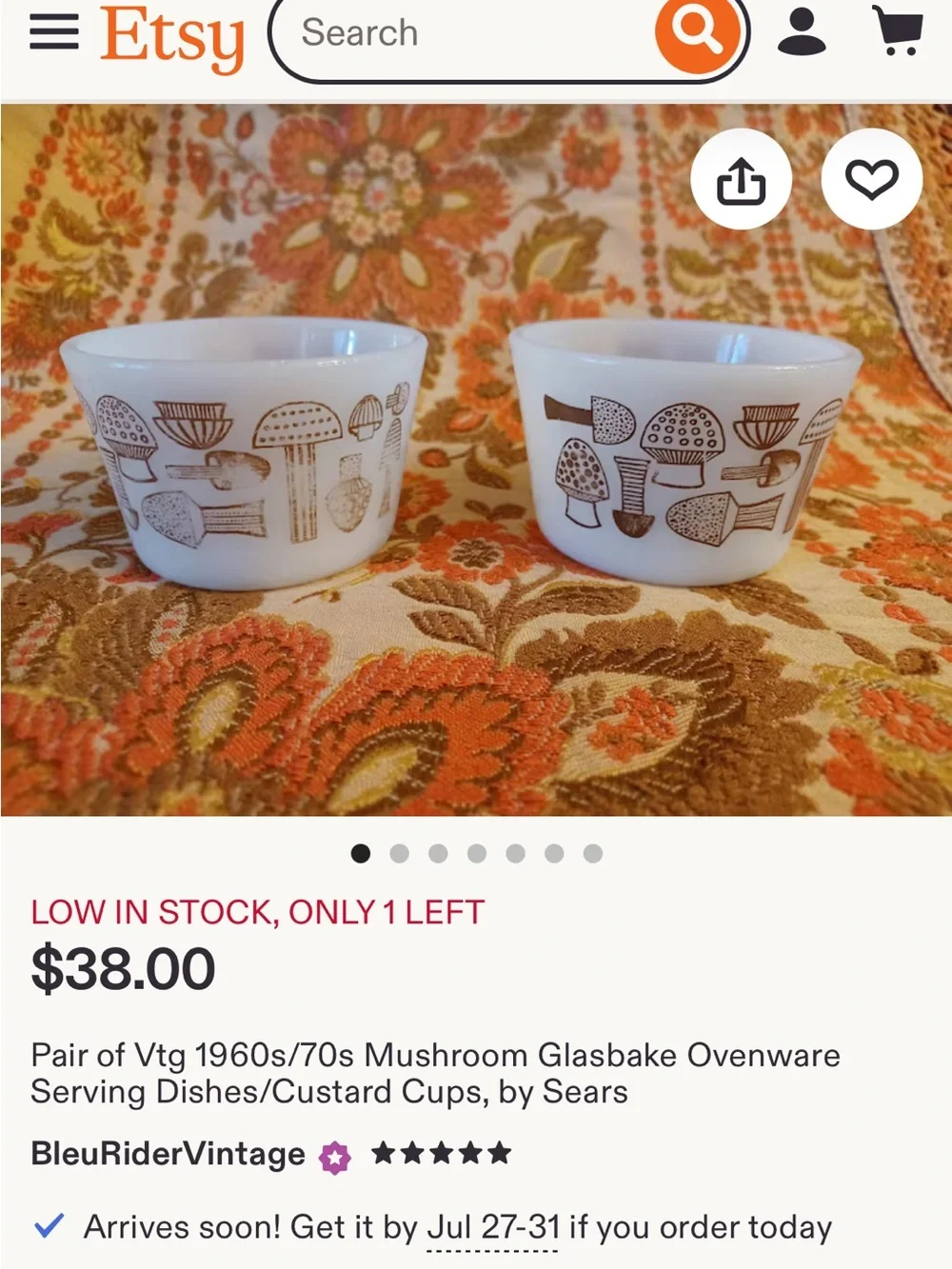Glasbake 1Qt Vintage Oval Ovenware. USA Jeanette Glass. 1950s